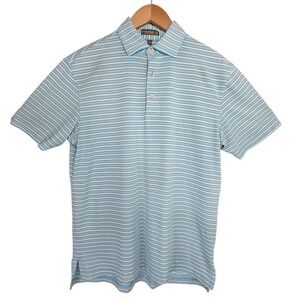 Peter Millar SUMMER COMFORT Men's Blue Striped Golf Polo Size Small Casual Prep